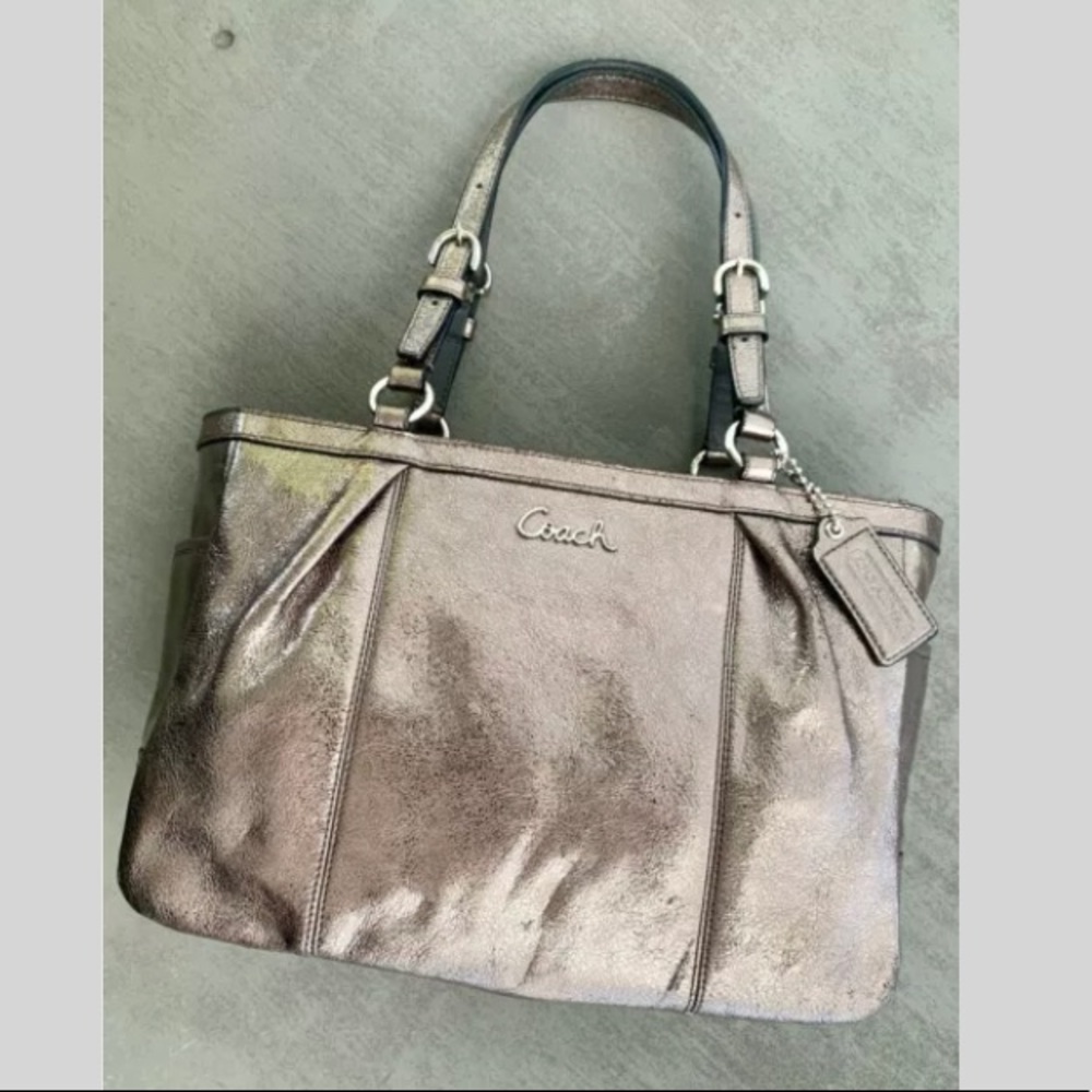 COACH F17721 Metallic Rose Leather East/West Tote